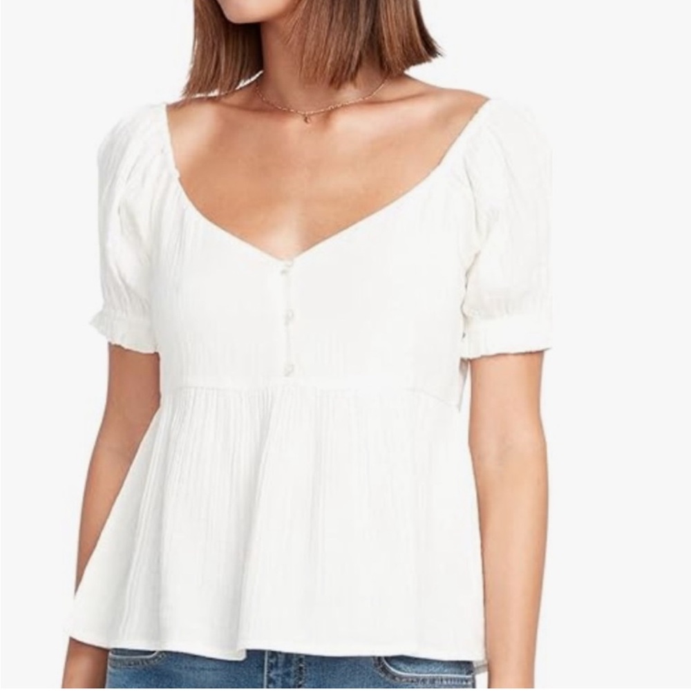 White Puff Sleeve Women's Top